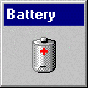 4x magnified simulation of the Windows 95 themed battery icon.