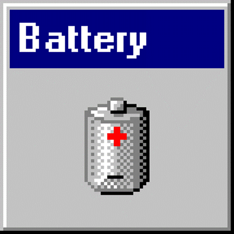 4x magnified simulation of the Windows 95 themed battery icon.