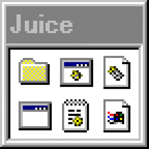 4x magnified simulation of the Windows 95 themed juice icon.