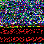 4x magnified visualization of the firmware flash dump, showing a scrambled version of the embedded version bitmap.